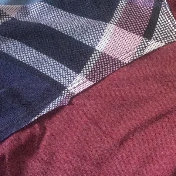 ❌DONATED❌Burgundy Plaid Insert Detail Loose Fit Long Sleeve Top - Picture 7 of 11